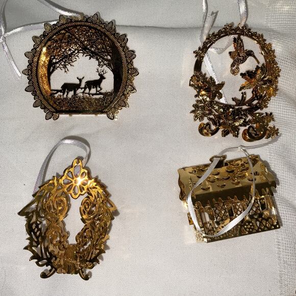 VINTAGE 12 Danbury Mint Annual 23 K Gold-Plated & Brass Christmas Ornaments - Picture 2 of 6